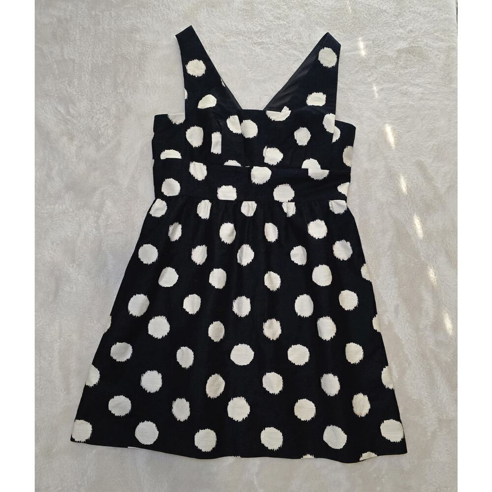 LOFT Petites size 10P Black White Polka Dot Fit & Flare Sleeveless Dress
